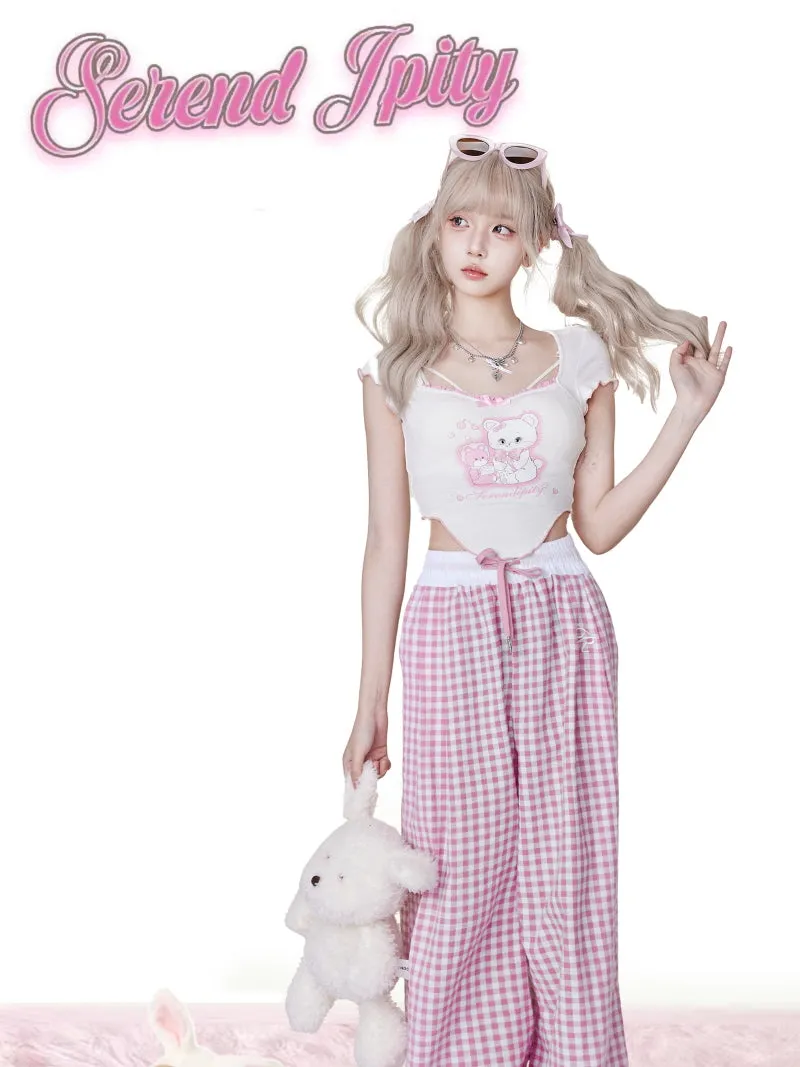 Sweetheart Summer T-shirt top + Pink Loose Pants Set sold by Ipinkustore product image thumbnail 3