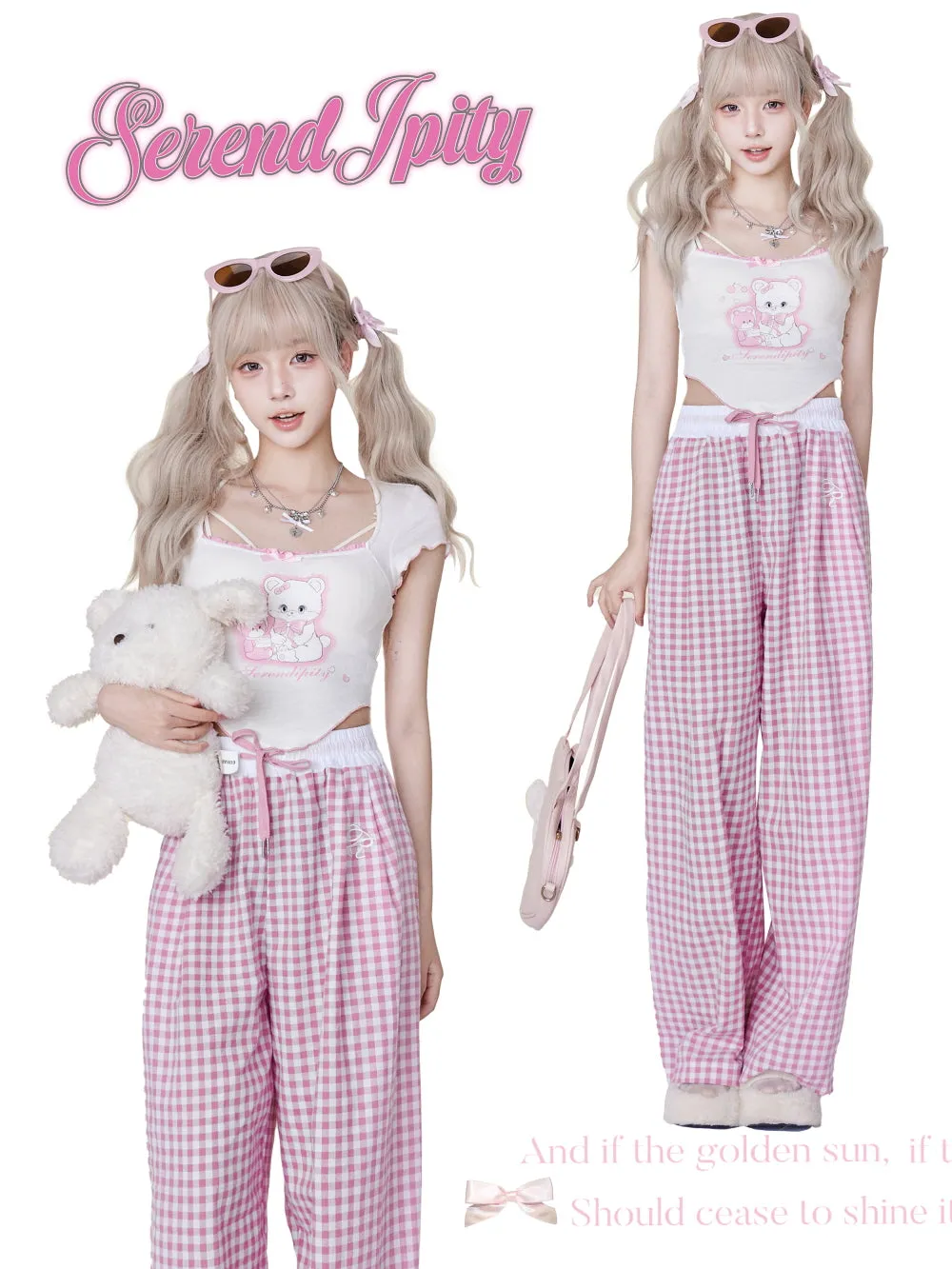 Sweetheart Summer T-shirt top + Pink Loose Pants Set sold by Ipinkustore product image thumbnail 2