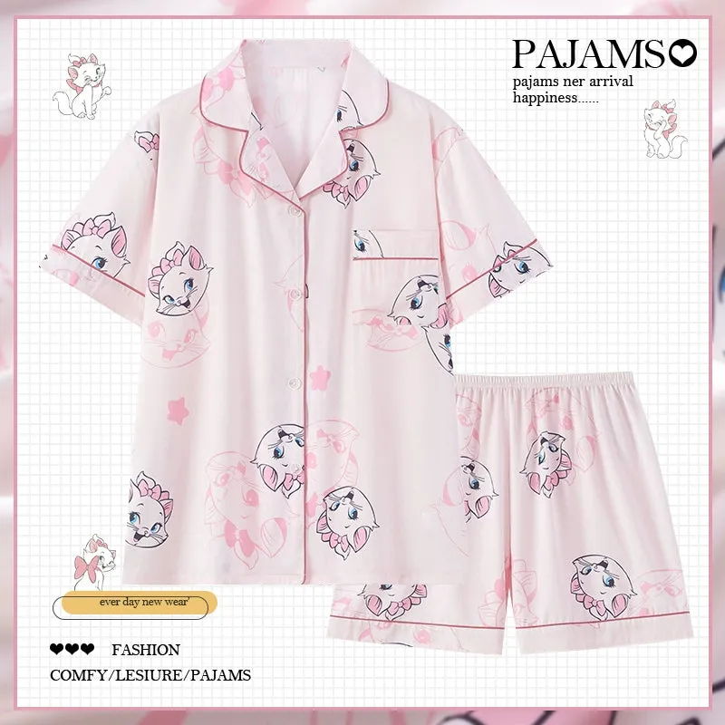 Mary Cat Summer Ice Silk Pajama sold by Ipinkustore