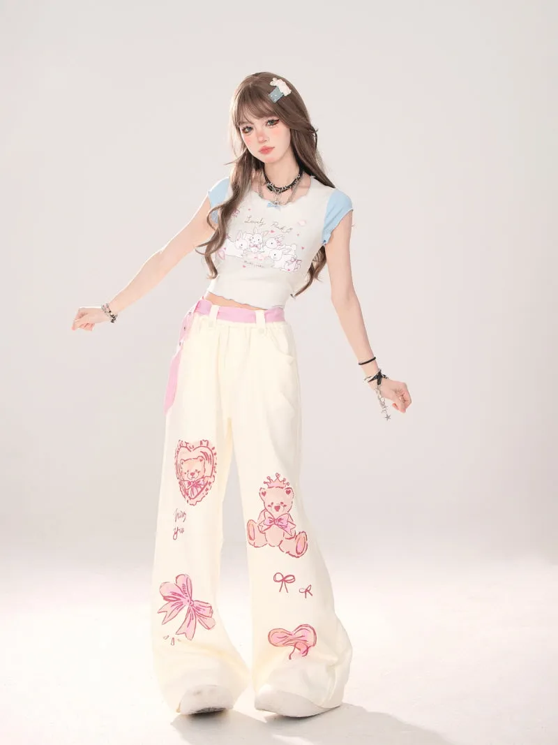 Cute Bear Print Slacks sold by Ipinkustore