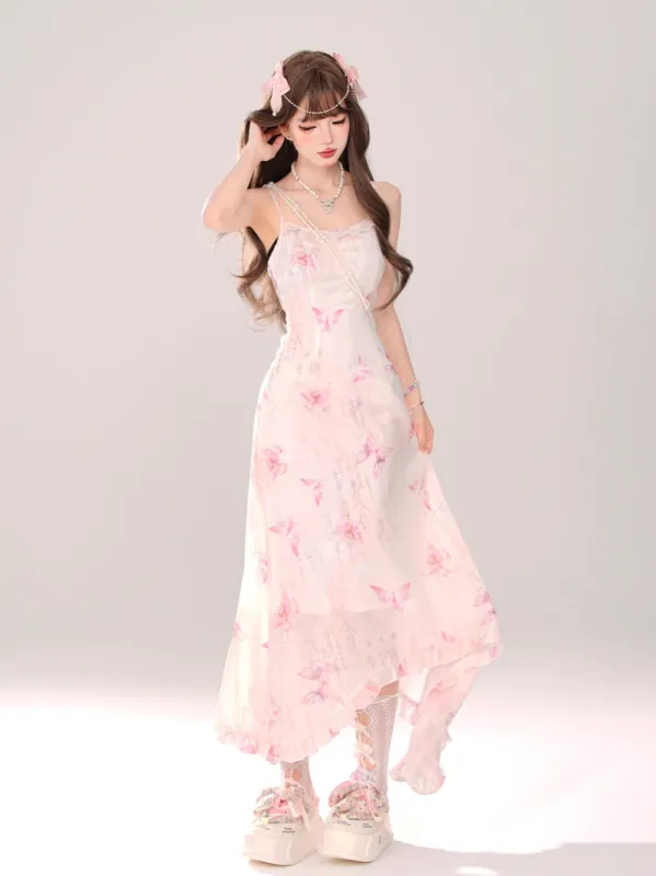 Butterfly Slip Long Dress sold by Ipinkustore