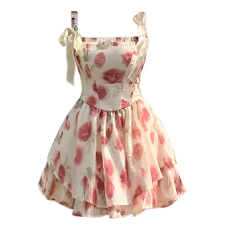 Red Flower Puffy Dress sold by Ipinkustore