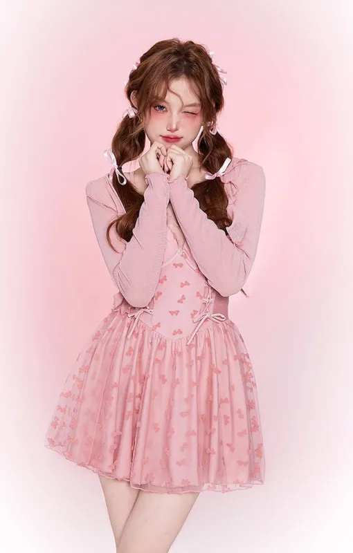 Cute Pink Bow Swimsuit Cardigan Set sold by Ipinkustore