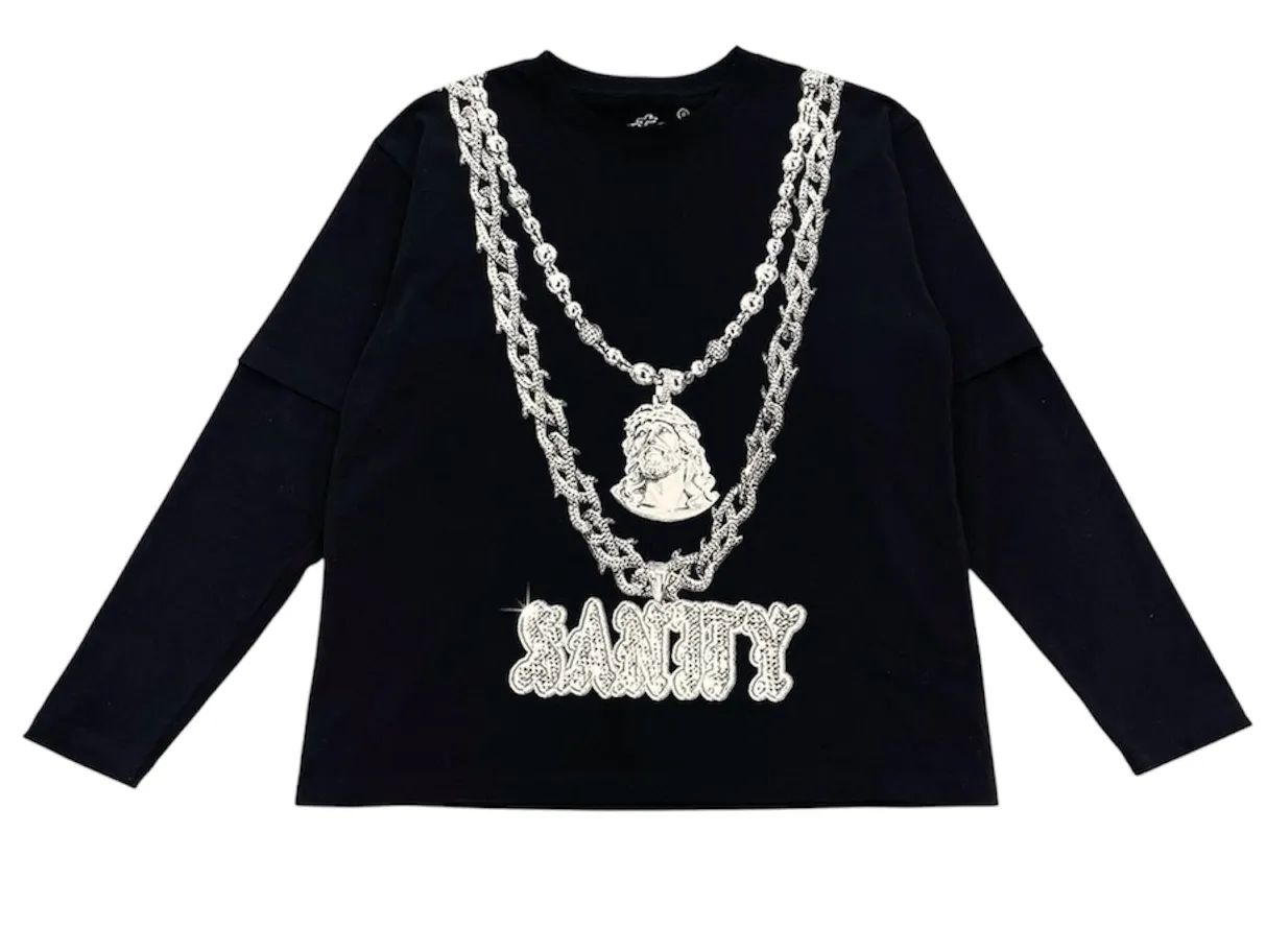 Platinum Double Chain Layer Chain Tee sold by sanity4eva