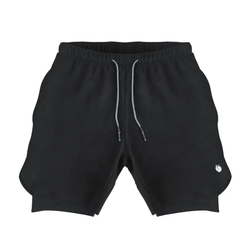Men's Active Shorts (Compression Lined W/ Pocket) - Black/Black sold by Flex Living