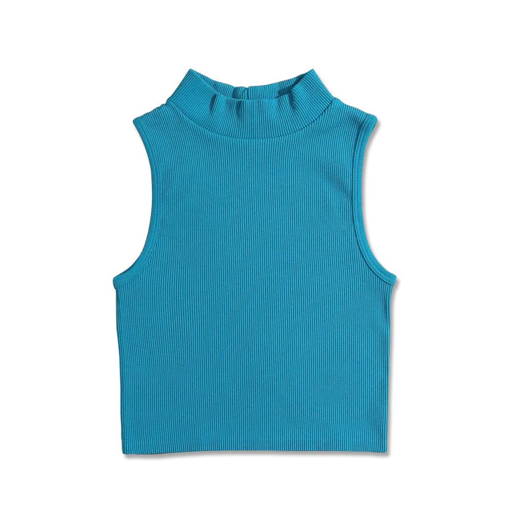 Knit Ribbed Crop Tank Top - Blue sold by Flex Living
