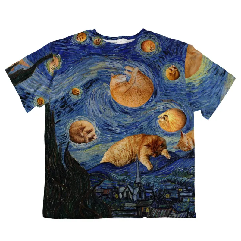 Unisex Oversized Tee - Van Gogh The Kitty Night sold by Flex Living