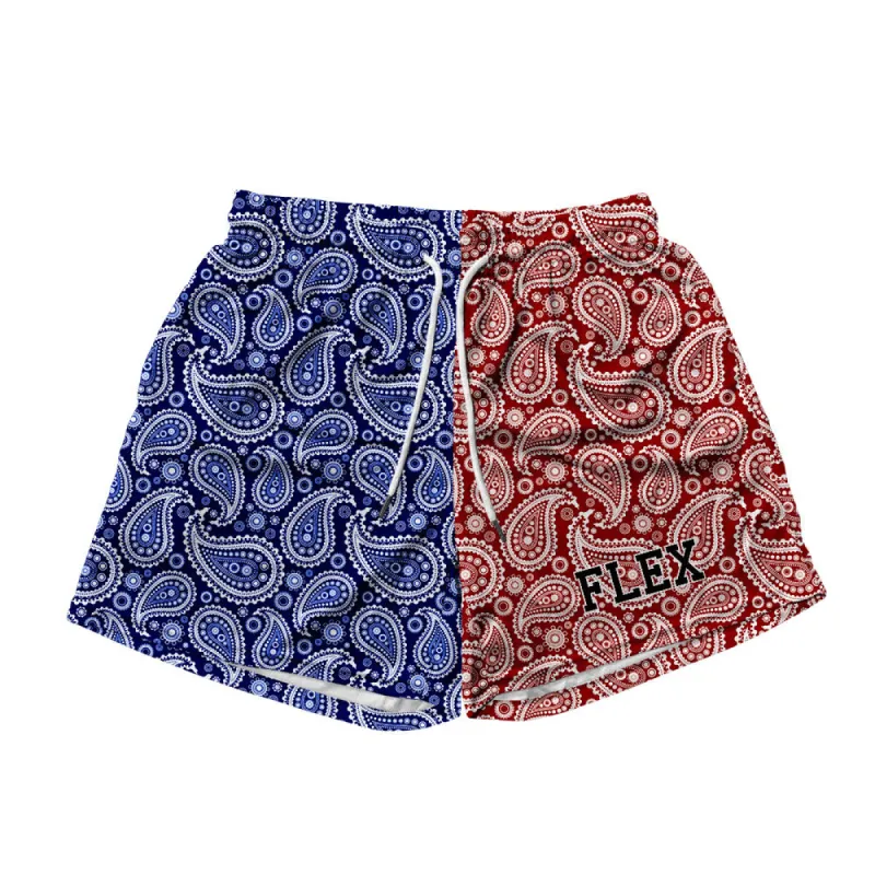 Basic Mesh Short - Paisley Red and Blue sold by Flex Living