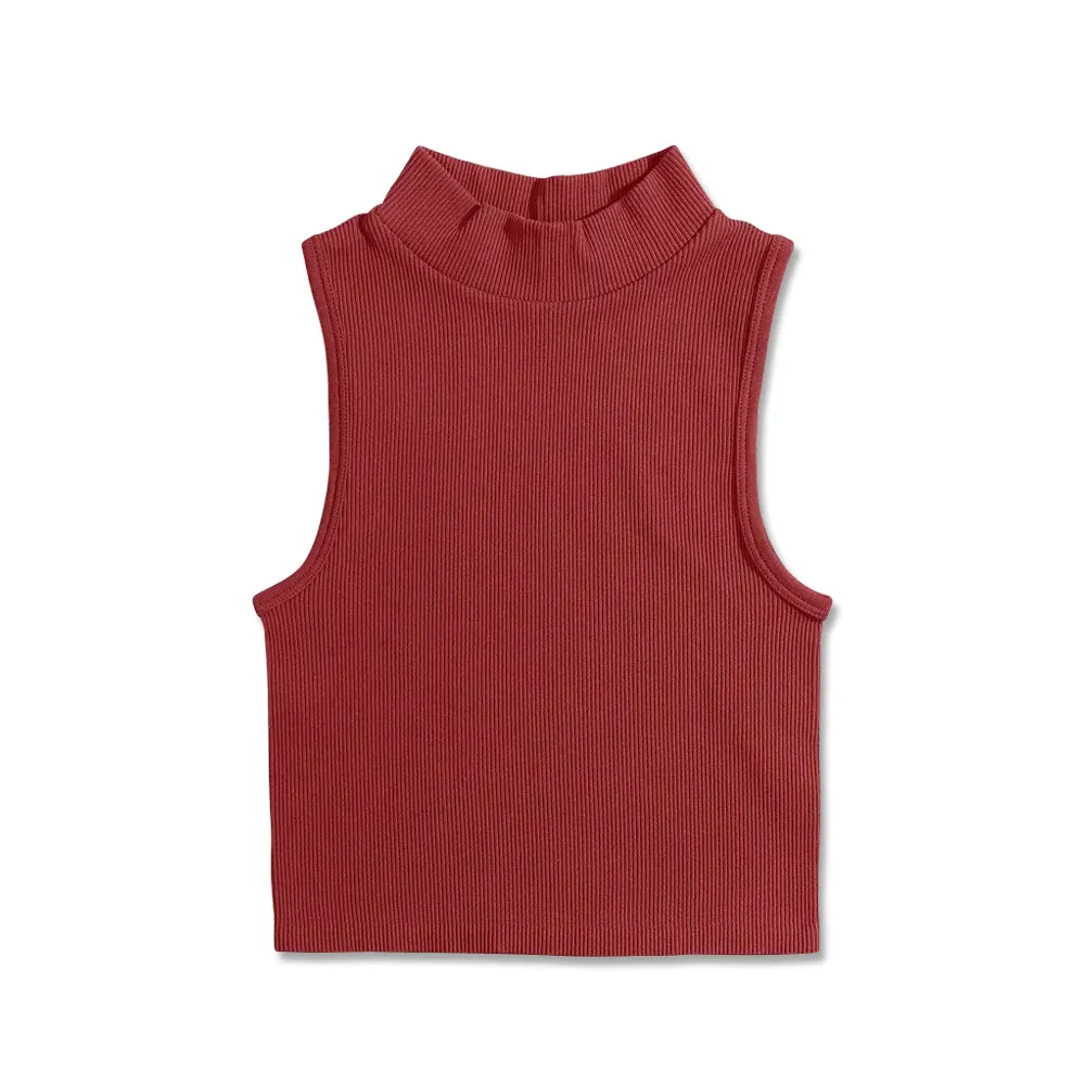 Knit Ribbed Crop Tank Top - Red sold by Flex Living