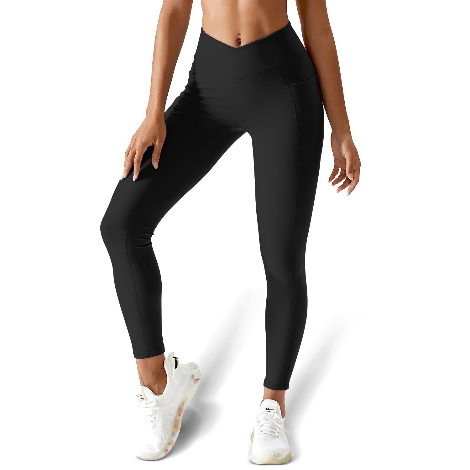 Crossover Scrunch Leggings - Black sold by Flex Living