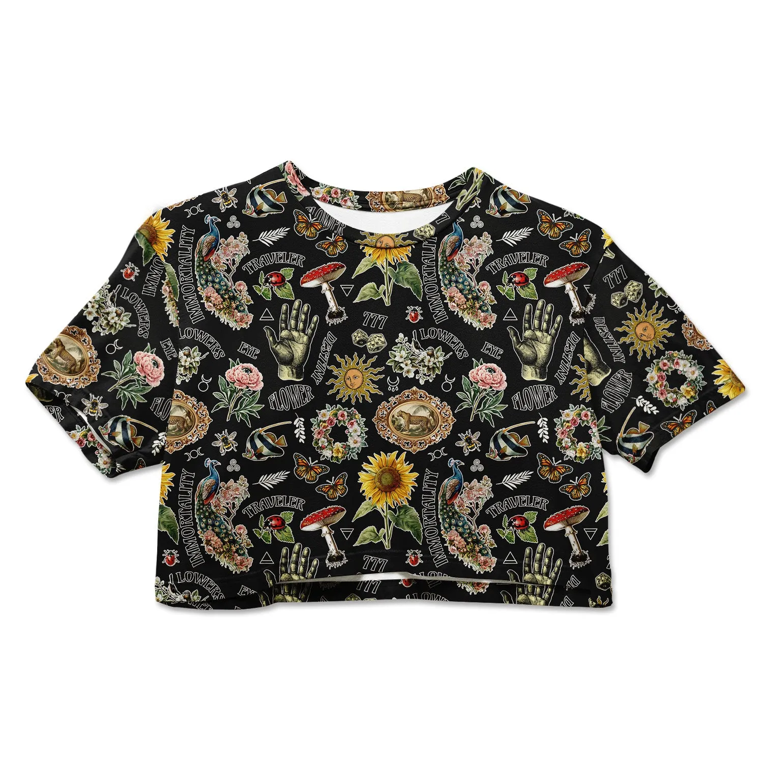 Cotton Crop Tee - Black Retro Magic sold by Flex Living