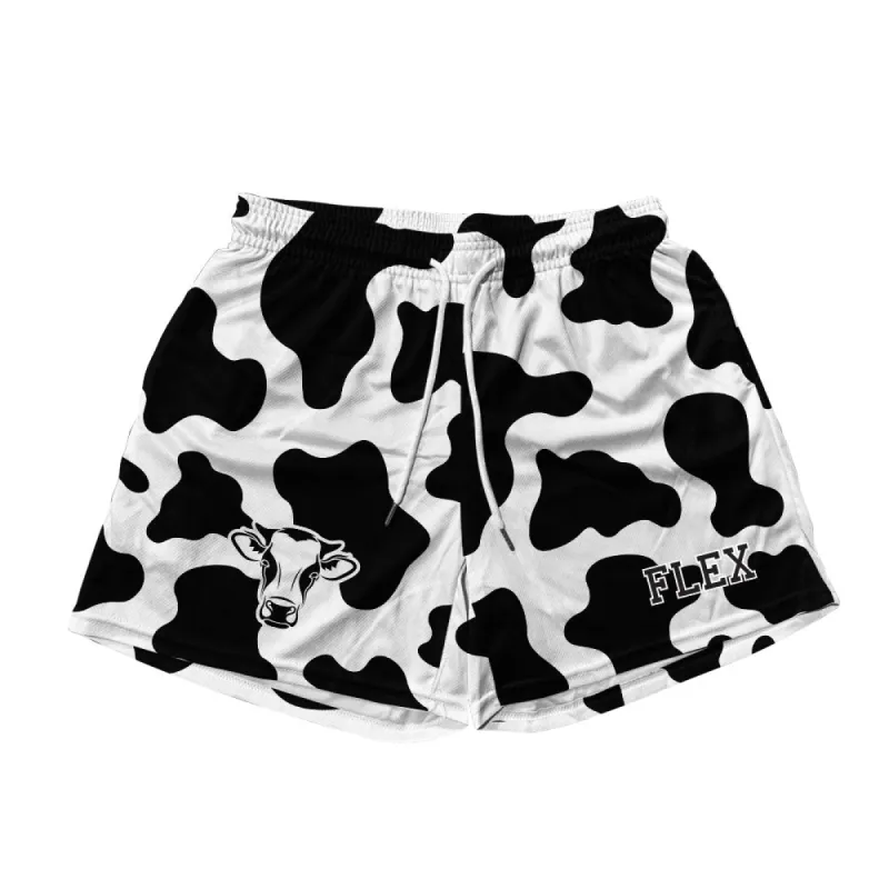 Basic Mesh Short - Cow Print sold by Flex Living