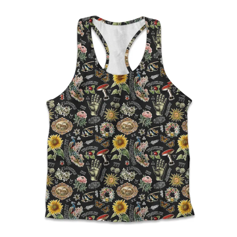 Printed Jersey Tank - Black Retro Magic sold by Flex Living