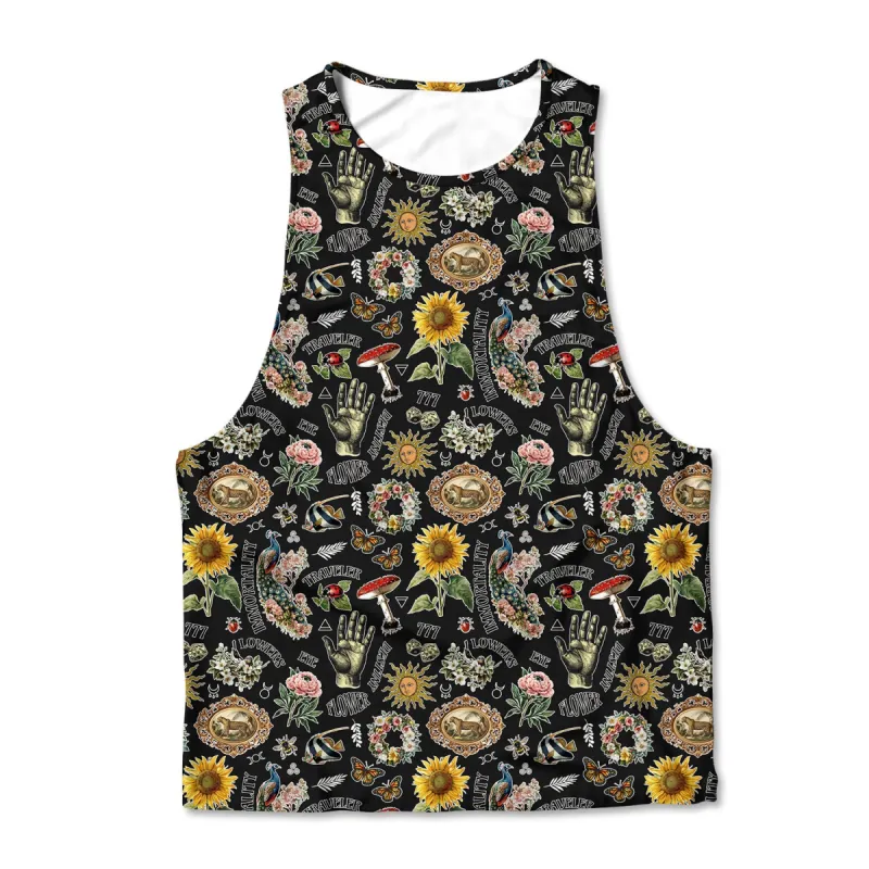 Printed Muscle Tank - Black Retro Magic sold by Flex Living