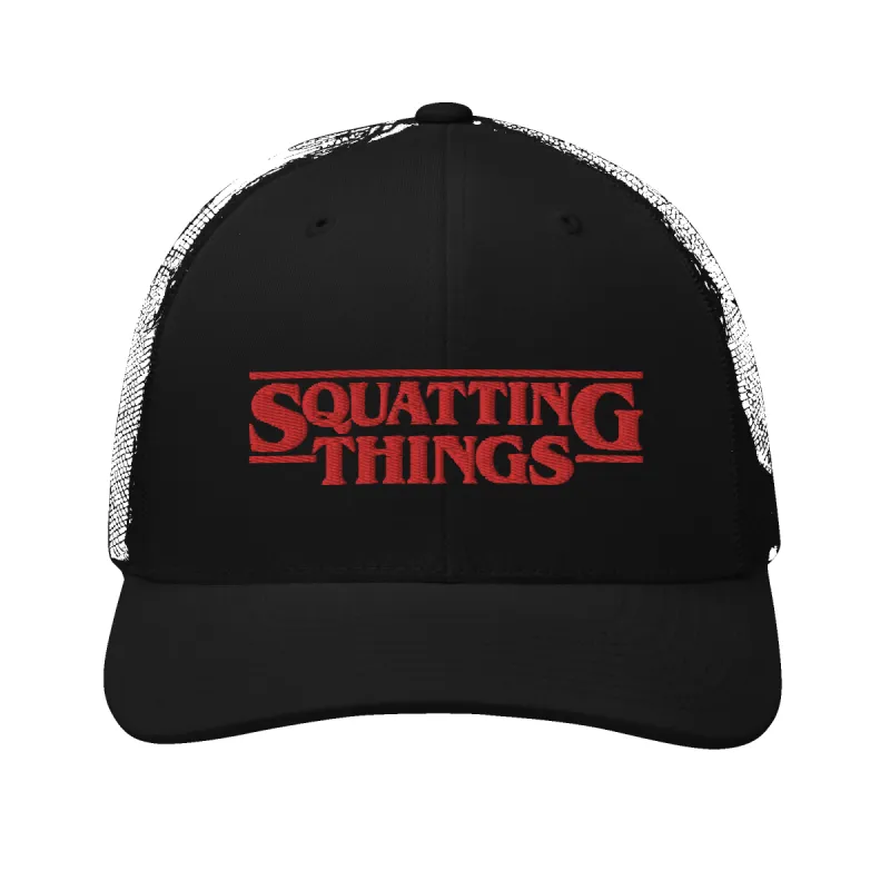 Squattingg Things Trucker Hat sold by Flex Living