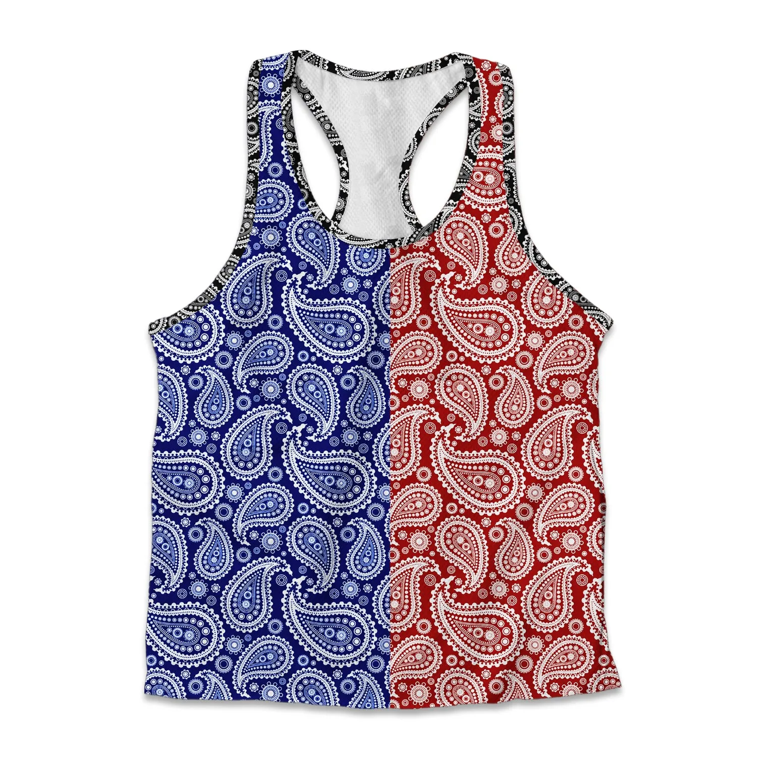 Printed Jersey Tank - Paisley Red and Blue sold by Flex Living