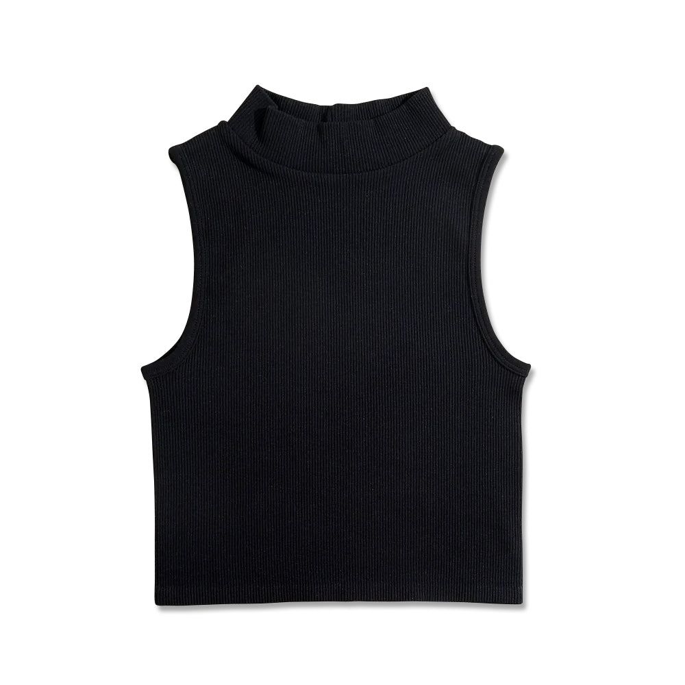 Knit Ribbed Crop Tank Top - Black sold by Flex Living