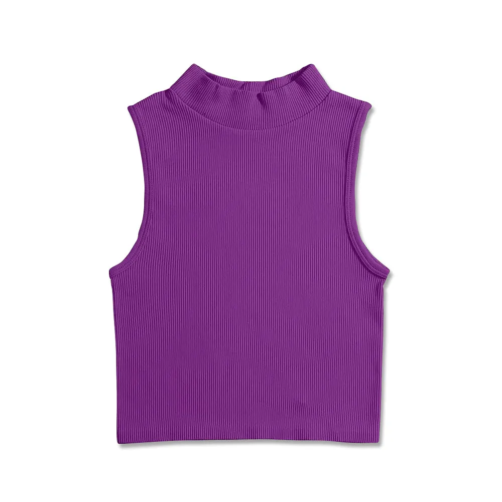Knit Ribbed Crop Tank Top - Magenta sold by Flex Living
