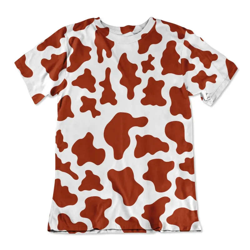 Unisex Cotton Tee - Brown Cow Print sold by Flex Living