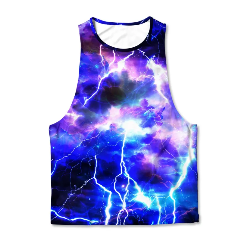 Printed Muscle Tank - Blue Lightning made by Flex Living