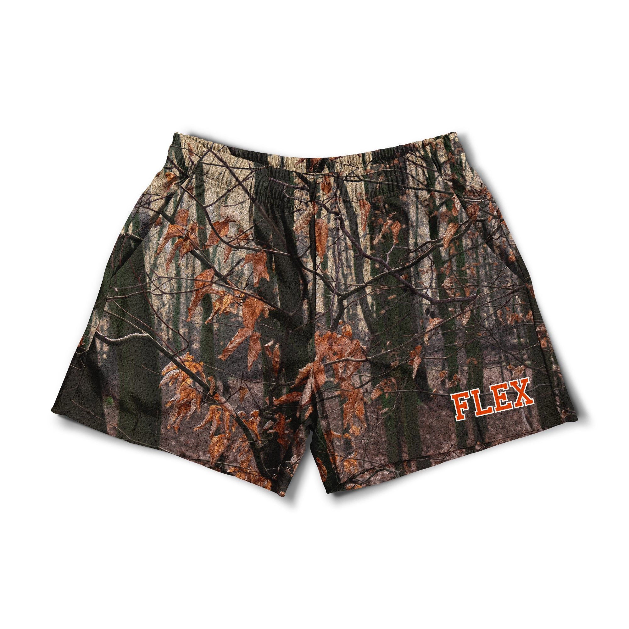 Mesh Flex Shorts 5" - Autumn Camouflage sold by Flex Living