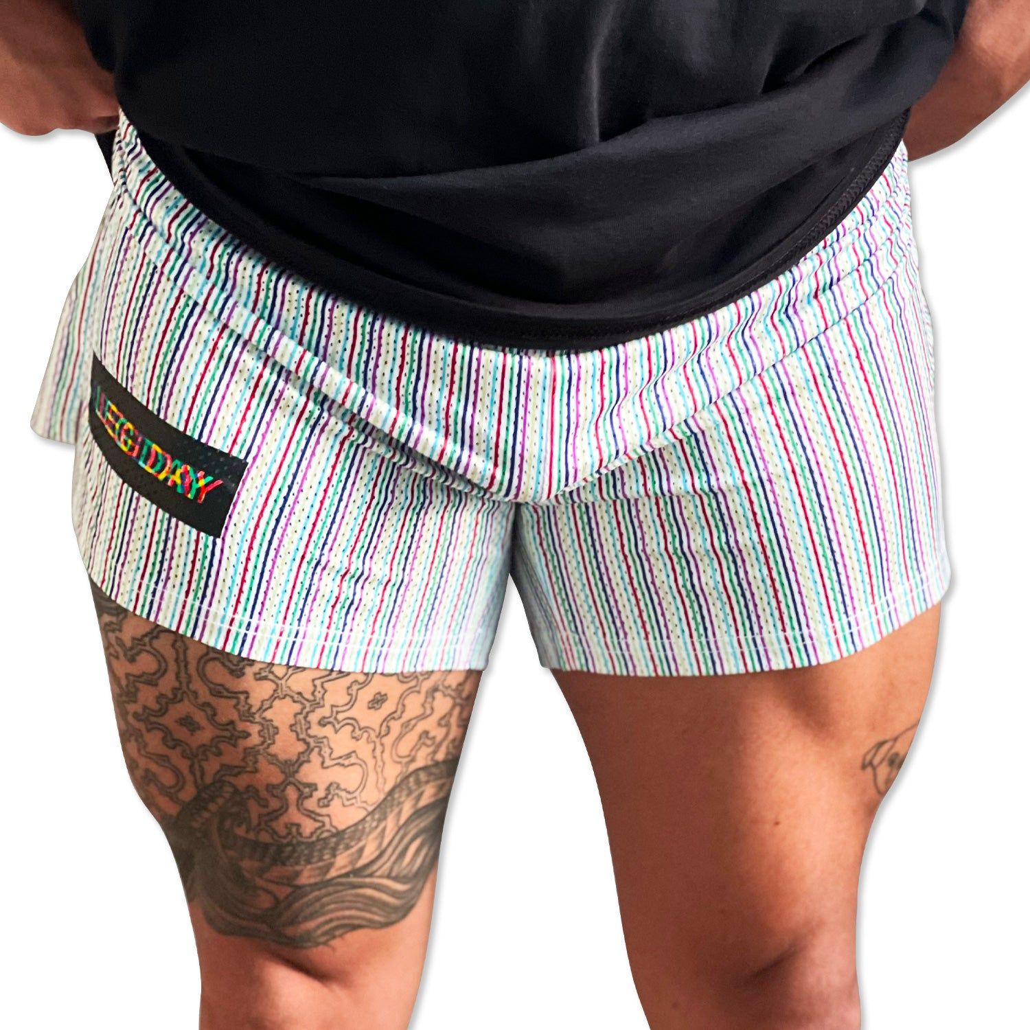 LEGDAY Mesh Flex Shorts 5" - Pinstripe White sold by Flex Living product image thumbnail 2