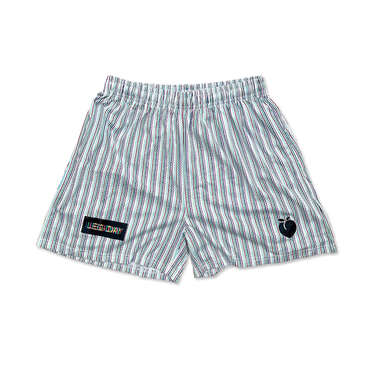 LEGDAY Mesh Flex Shorts 5" - Pinstripe White sold by Flex Living
