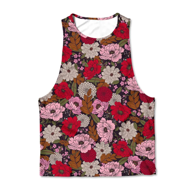 Printed Muscle Tank - Retro Flowers sold by Flex Living
