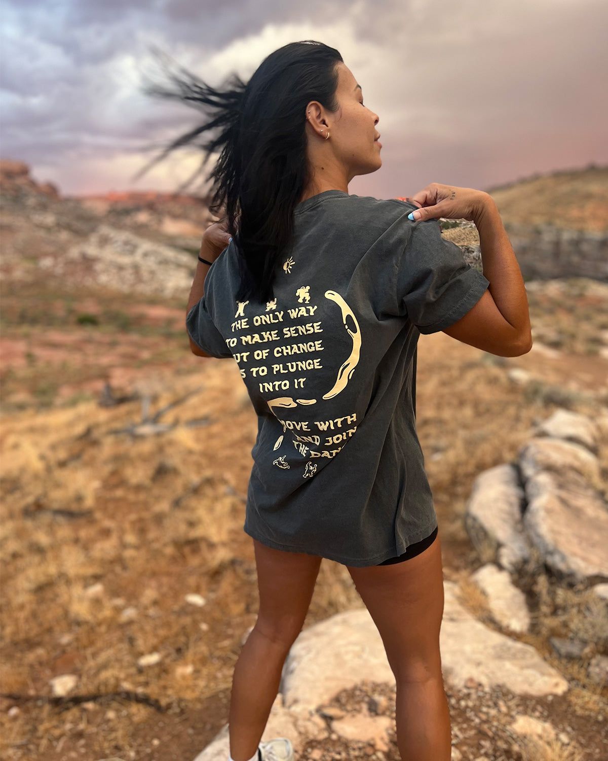 Unisex Oversized Tee - Yin Yang Drip - Pepper sold by Flex Living product image thumbnail 8