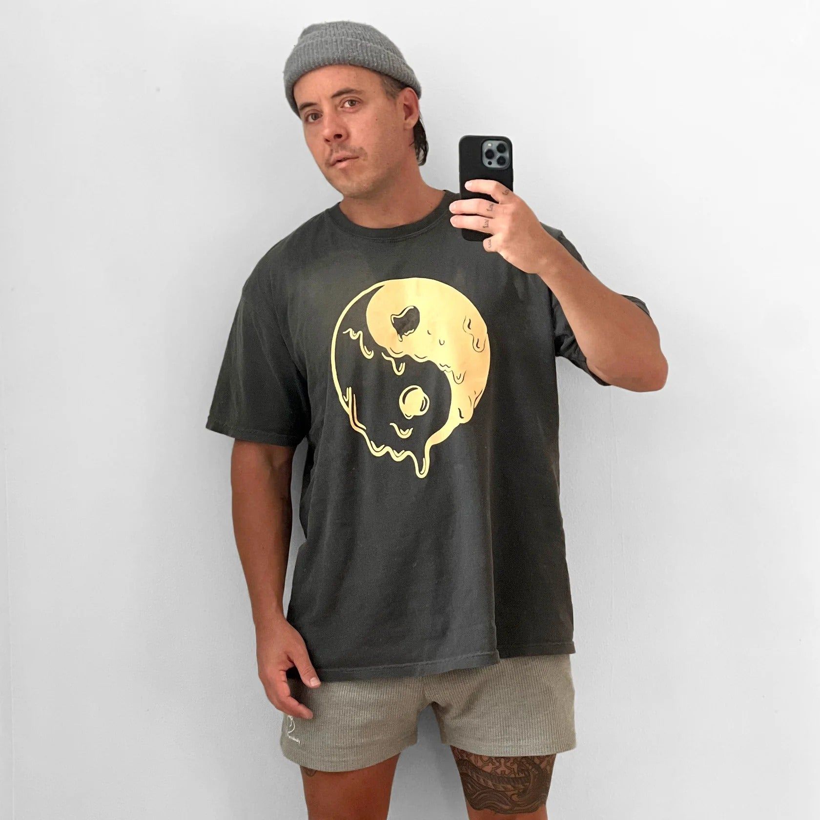 Unisex Oversized Tee - Yin Yang Drip - Pepper sold by Flex Living product image thumbnail 7