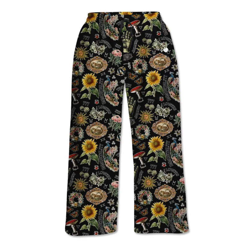 Wide Leg Lounge Pants - Black Retro Magic sold by Flex Living