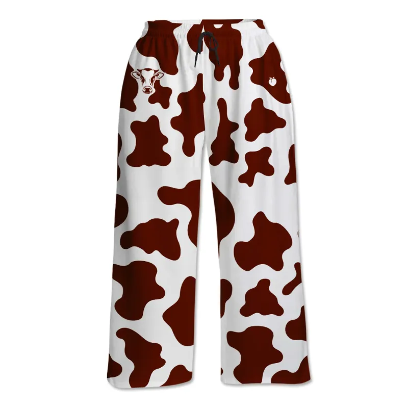 Wide Leg Lounge Pants - Brown Cow Print sold by Flex Living