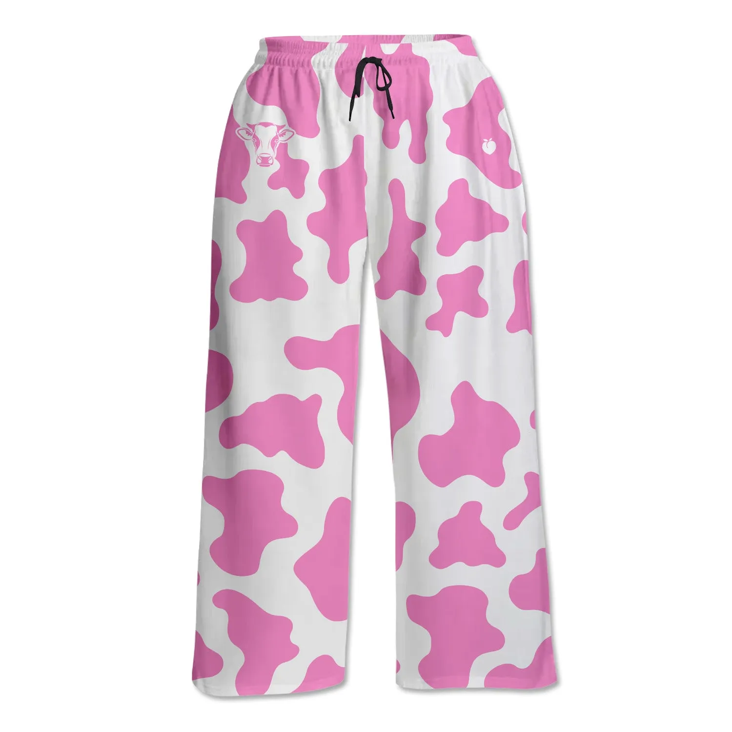 Wide Leg Lounge Pants - Pink Cow Print sold by Flex Living