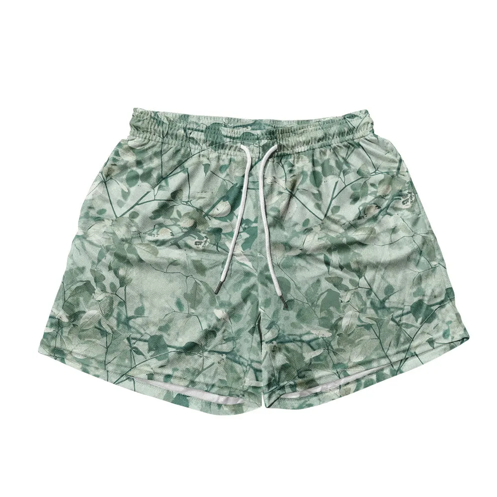 Basic Mesh Short - Green Leaves sold by Flex Living
