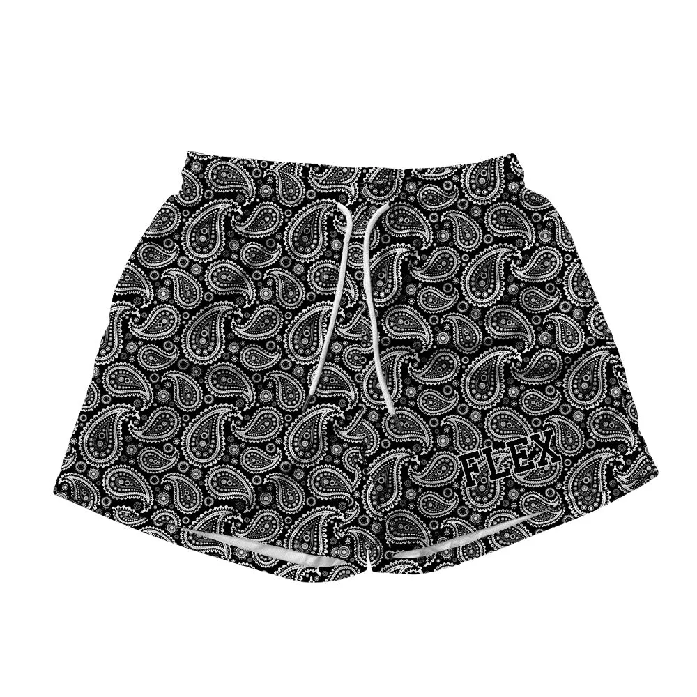 Basic Mesh Short - Paisley B&W sold by Flex Living
