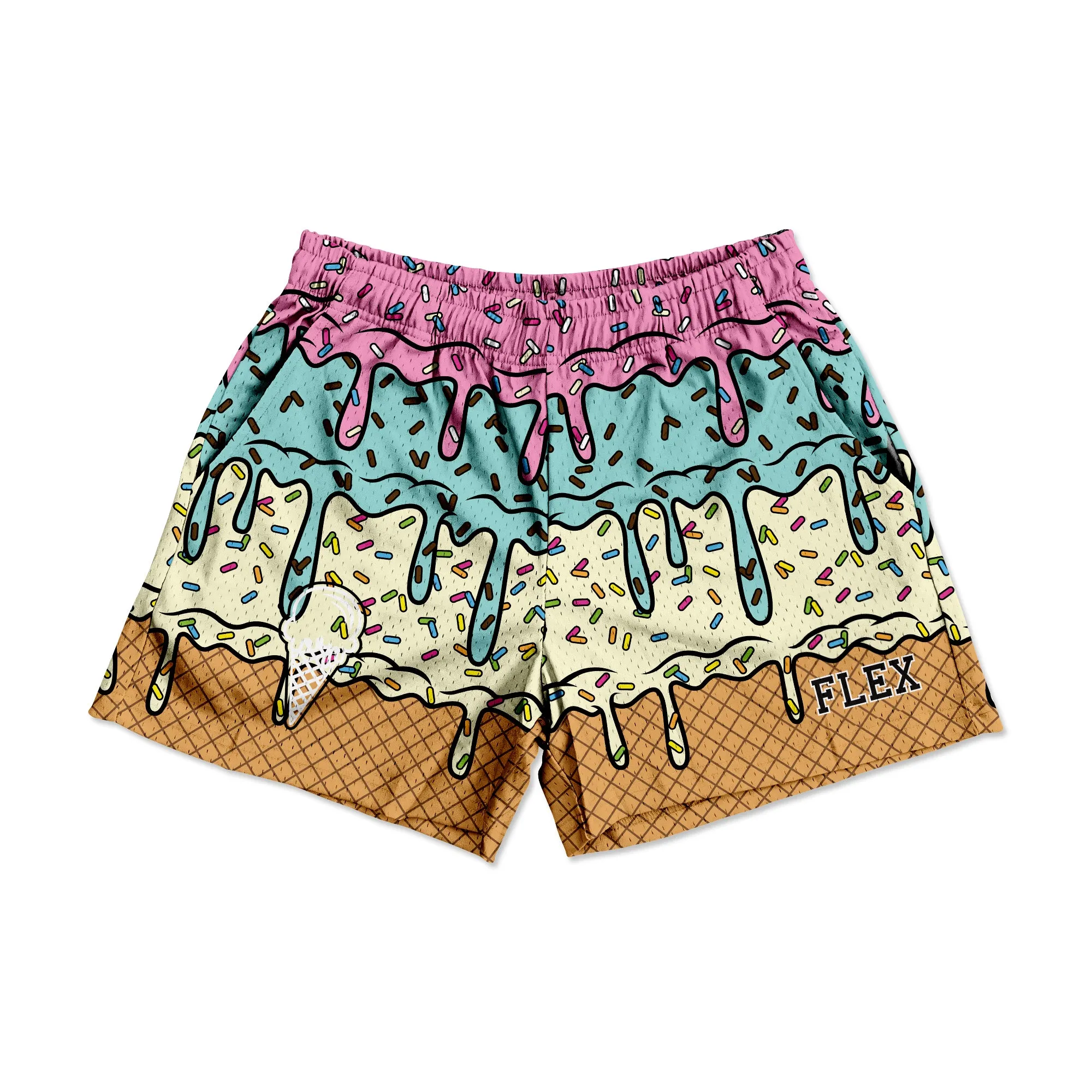 Mesh Flex Shorts 5" - Ice Cream Drip sold by Flex Living