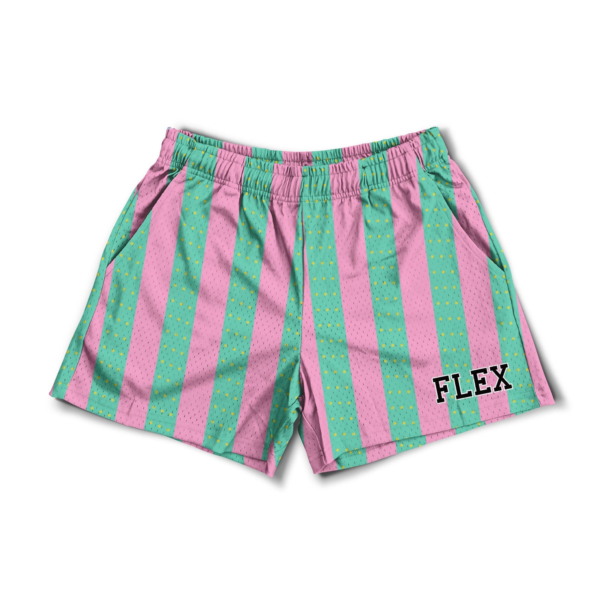 Mesh Flex Shorts 5" - Pastel Striped sold by Flex Living