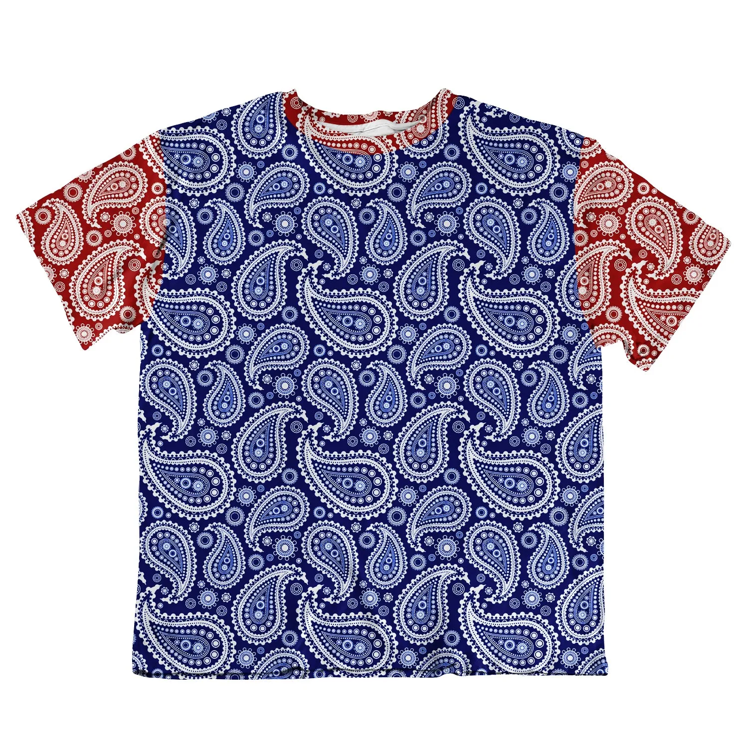 Unisex Oversized Tee - Paisley Red and Blue sold by Flex Living