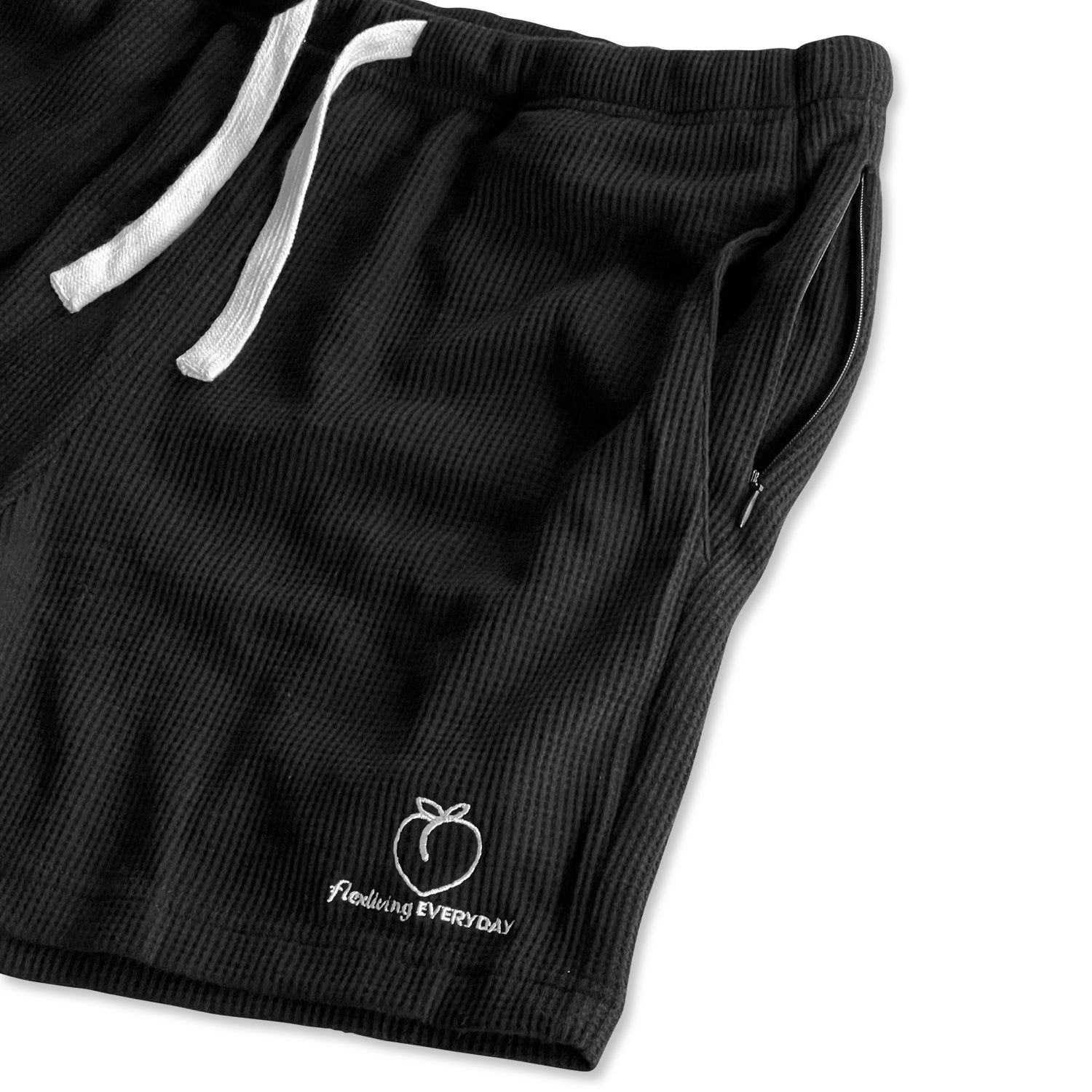 Men's Waffle Lounge Shorts - Black sold by Flex Living product image thumbnail 3
