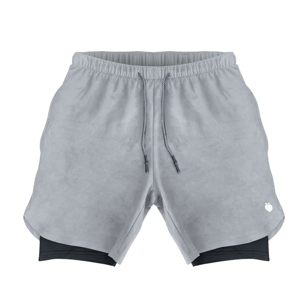 Men's Active Shorts (Compression Lined W/ Pocket) - Steel/Black sold by Flex Living