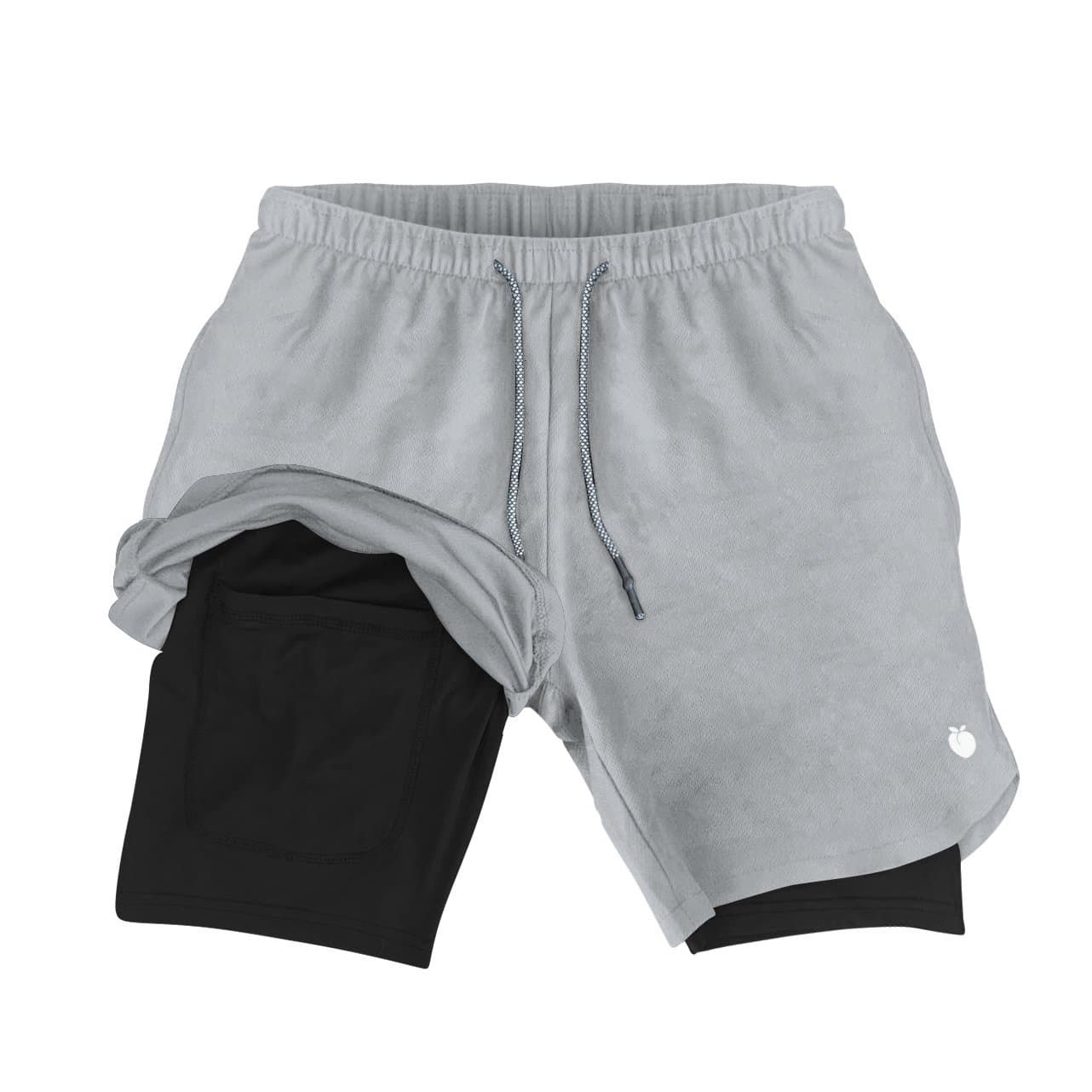 Men's Active Shorts (Compression Lined W/ Pocket) - Steel/Black sold by Flex Living product image thumbnail 2