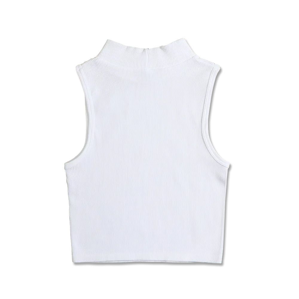Knit Ribbed Crop Tank Top - White sold by Flex Living