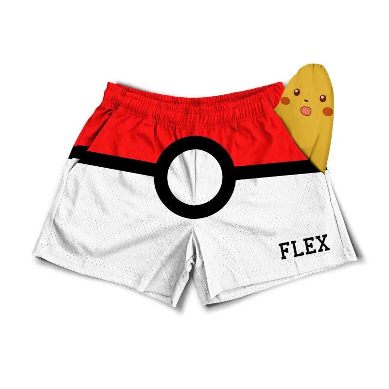 Mesh Flex Shorts 5" - Pokeball Parody made by Flex Living