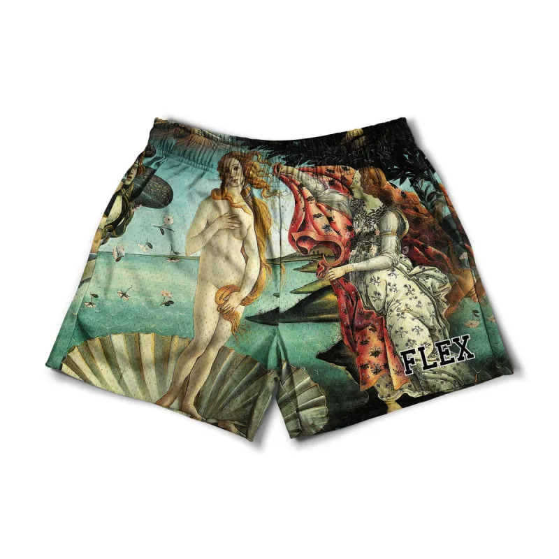 Mesh Flex Shorts 5" - Birth Of Venus made by Flex Living