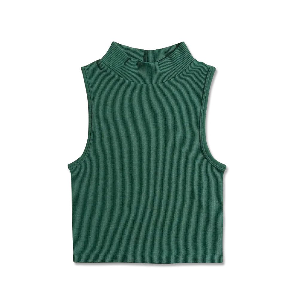 Knit Ribbed Crop Tank Top - Green sold by Flex Living