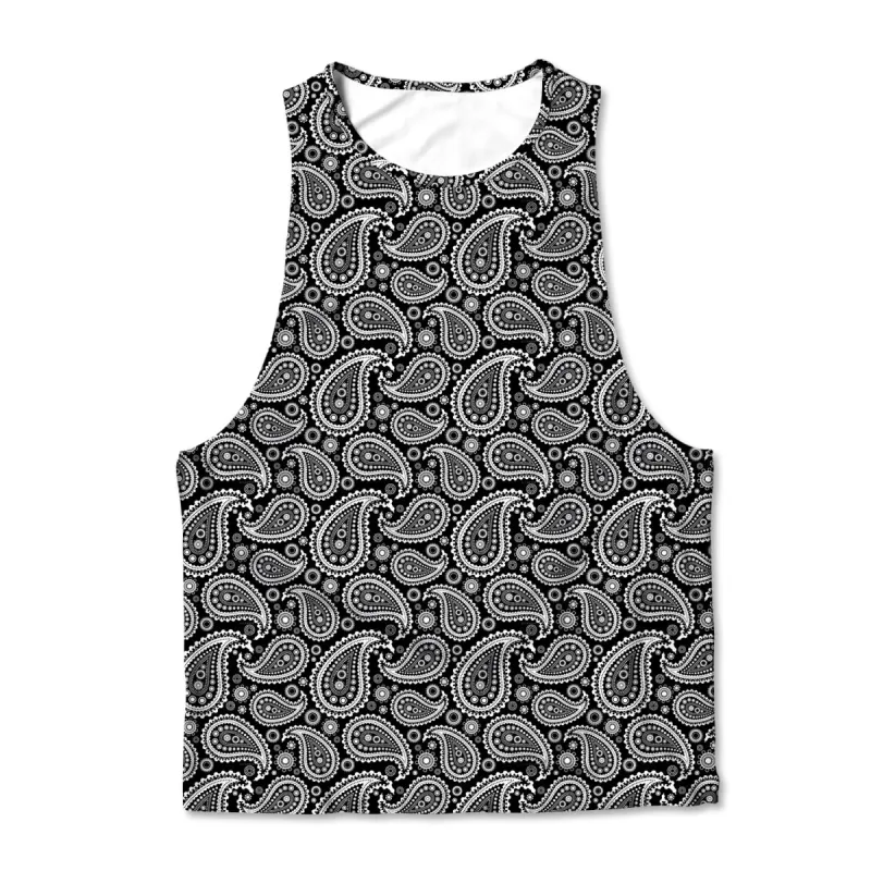 Printed Muscle Tank - Paisley B&W made by Flex Living
