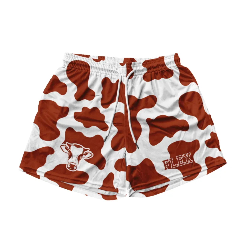 Basic Mesh Short - Brown Cow Print sold by Flex Living