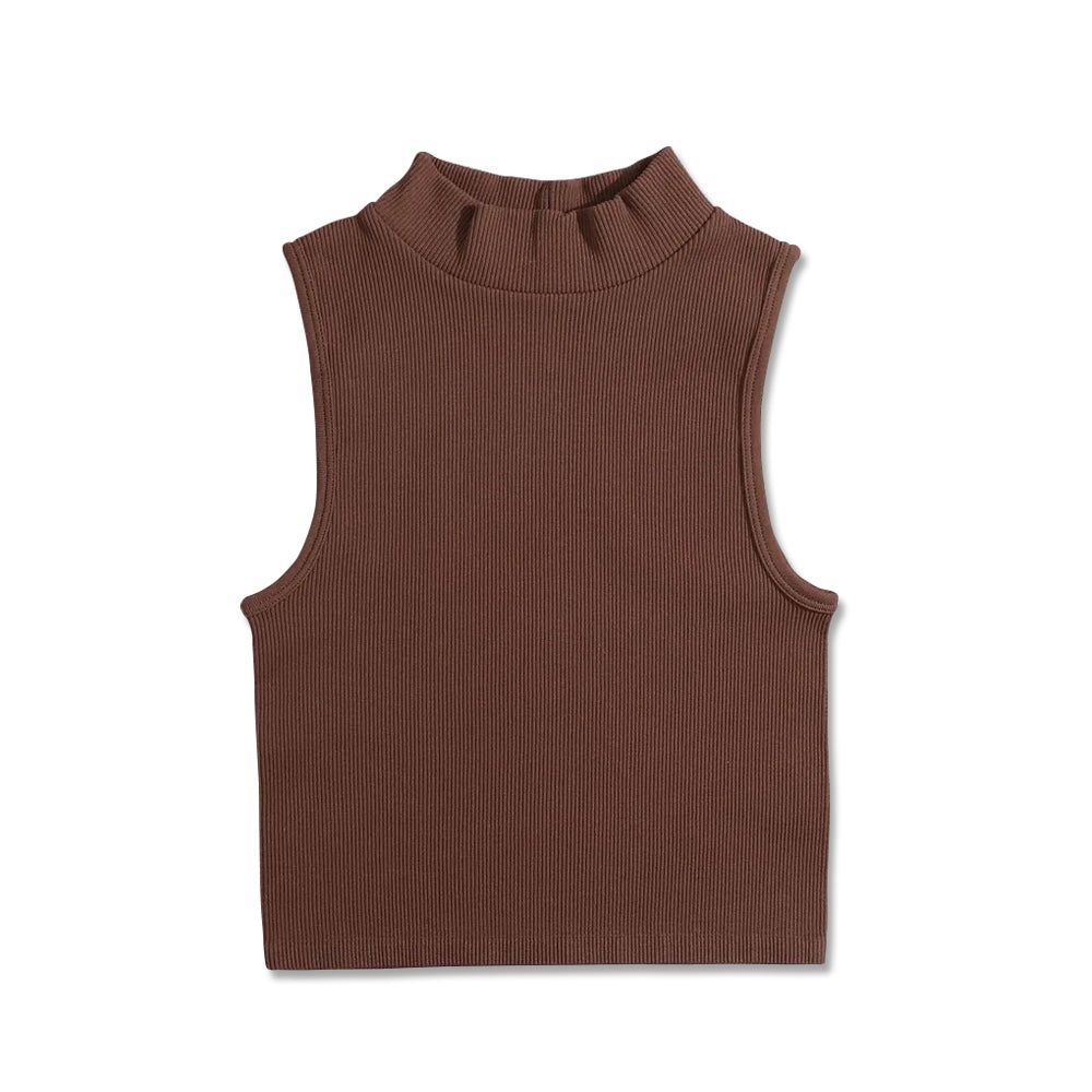 Knit Ribbed Crop Tank Top - Brown sold by Flex Living
