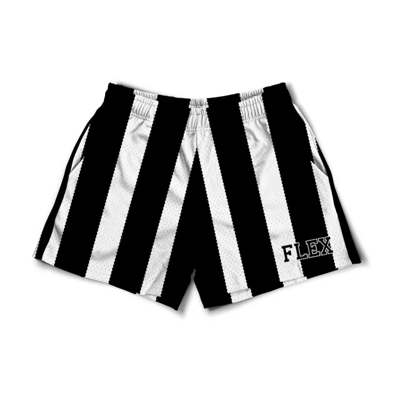 Mesh Flex Shorts 5" - B&W Stripes sold by Flex Living