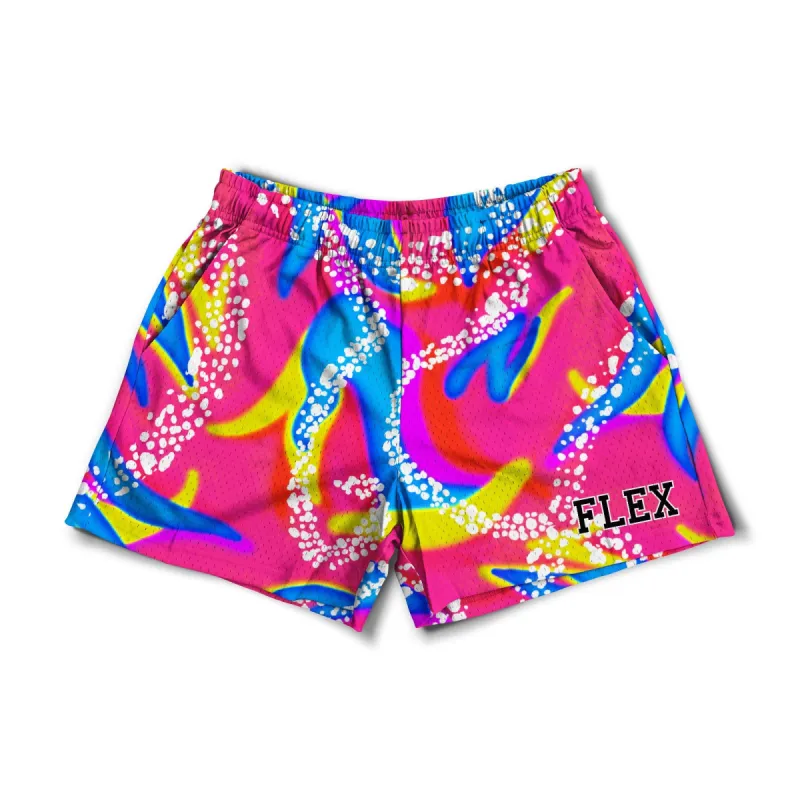 Mesh Flex Shorts 5" - Retro Neon sold by Flex Living